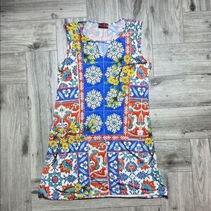 Isle By Melis Kozan Colorful Floral Pattern Sleeveles Dress Size M